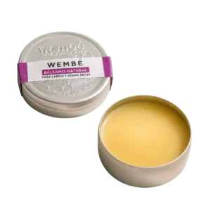 Bálsamo Natural WEMBÉ de oliva, cacao, candelilla y rosas en lata de 30 g